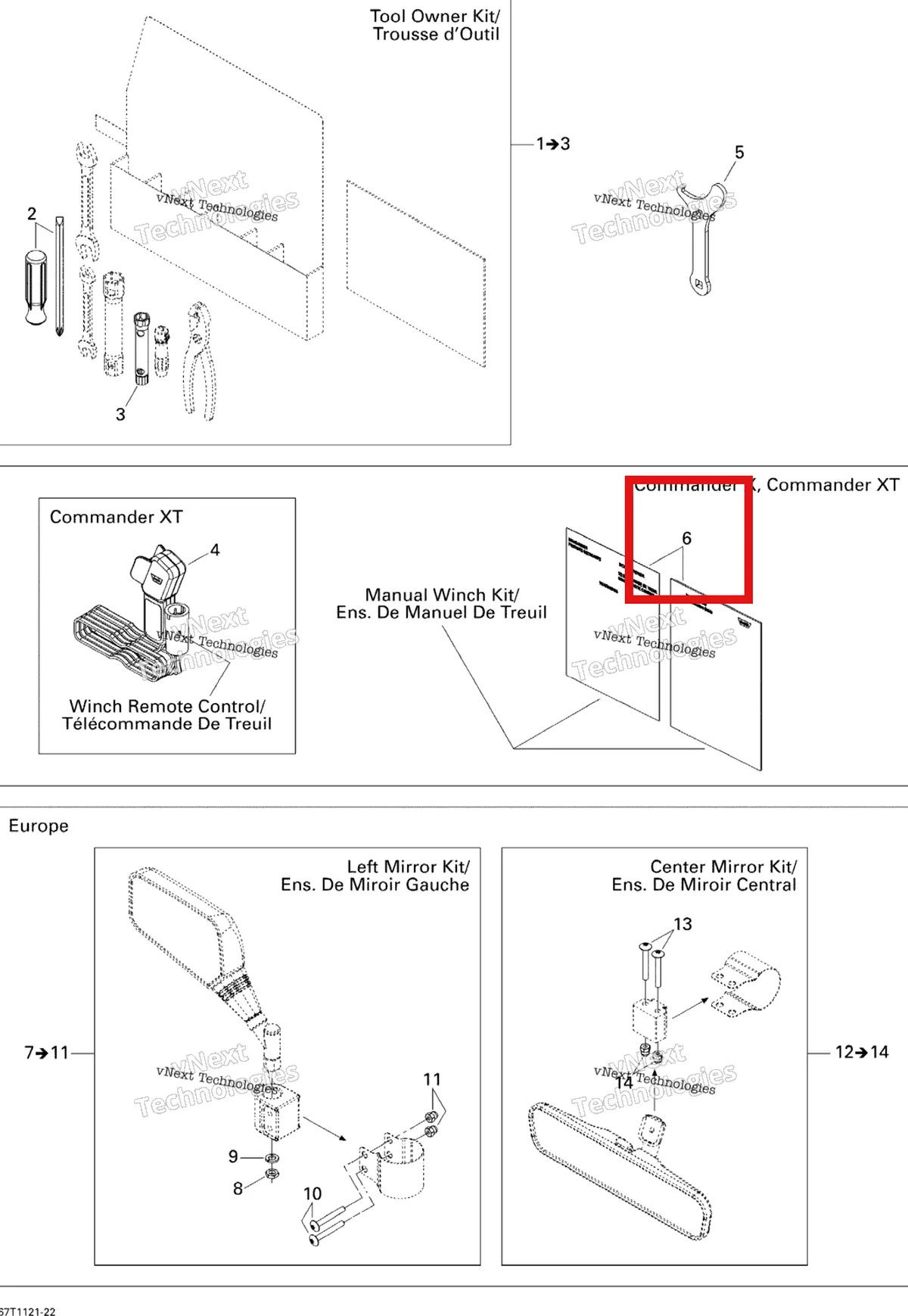 Деталь 219000684 на схеме узла 2011 Can-Am Commander 1000 Mirrors And Tools