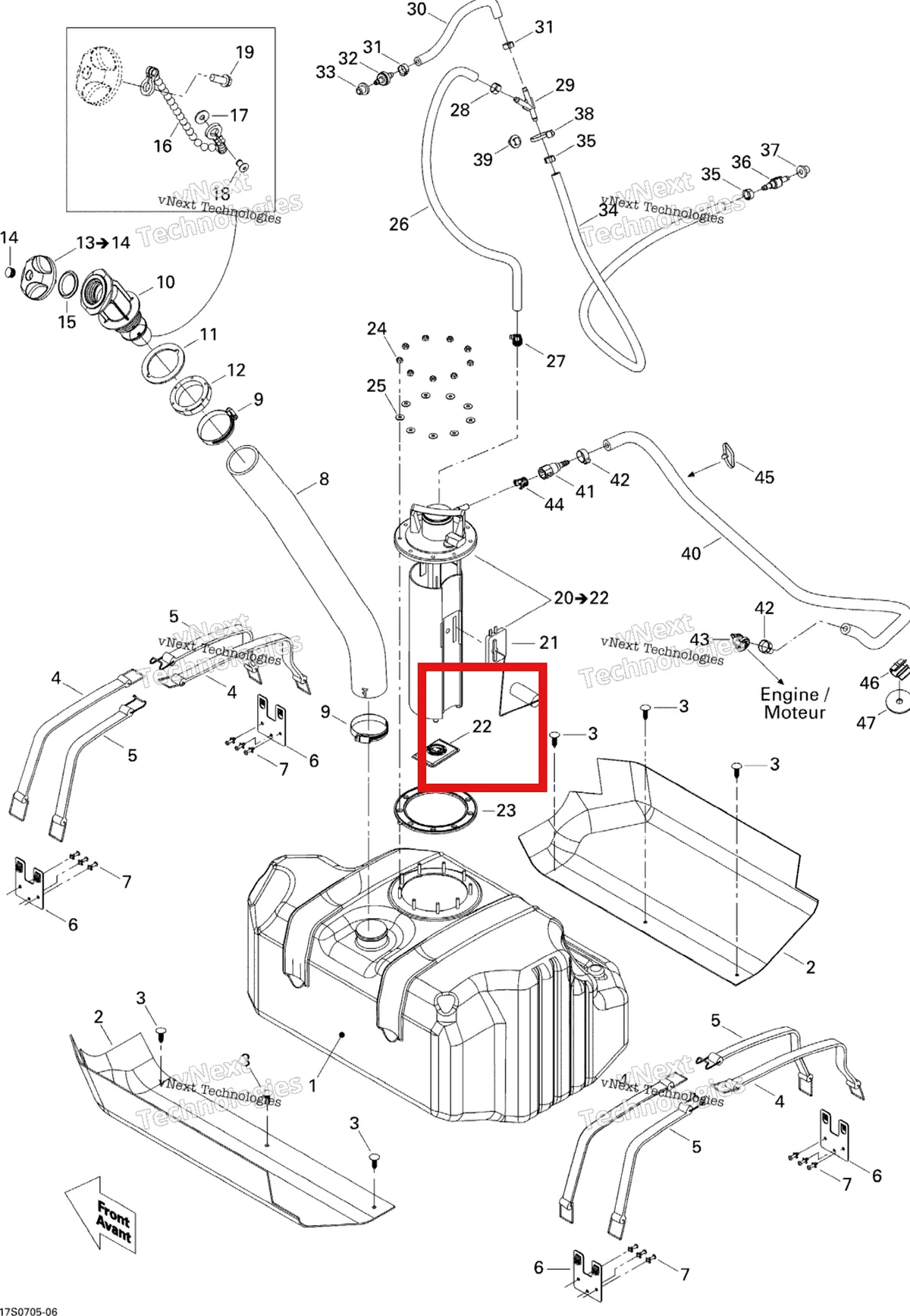 Деталь 219700368 на схеме узла 2007 Sea-Doo GTI 4-TEC RENTAL Fuel System