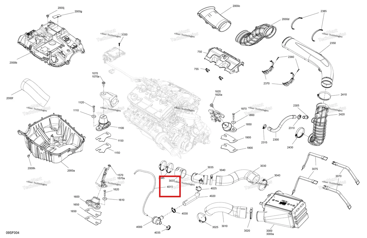 Деталь 219704352 (Was 420660574 давления шланг 280 мм Ski-Doo Expedition SE 600 E-TEC (2015) (219704352)) на схеме узла 2026 Sea-Doo RXP - 325 - X - 23TC - Gulfstream Blue Engine - System