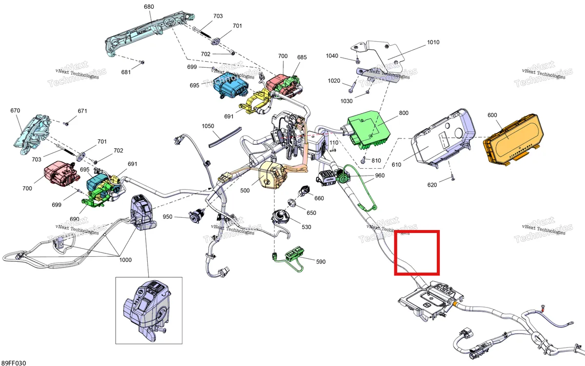 Деталь 219704354 (Облицовка 1000 мм длинный Can-Am Outlander 4x4 XT 1000R (2025) (219704354)) на схеме узла 2026 Can-Am OUTLANDER - 4X4 - BACKCOUNTRY - 1000R - 4NTA - CALI - Dark Camo Electric - Front Section