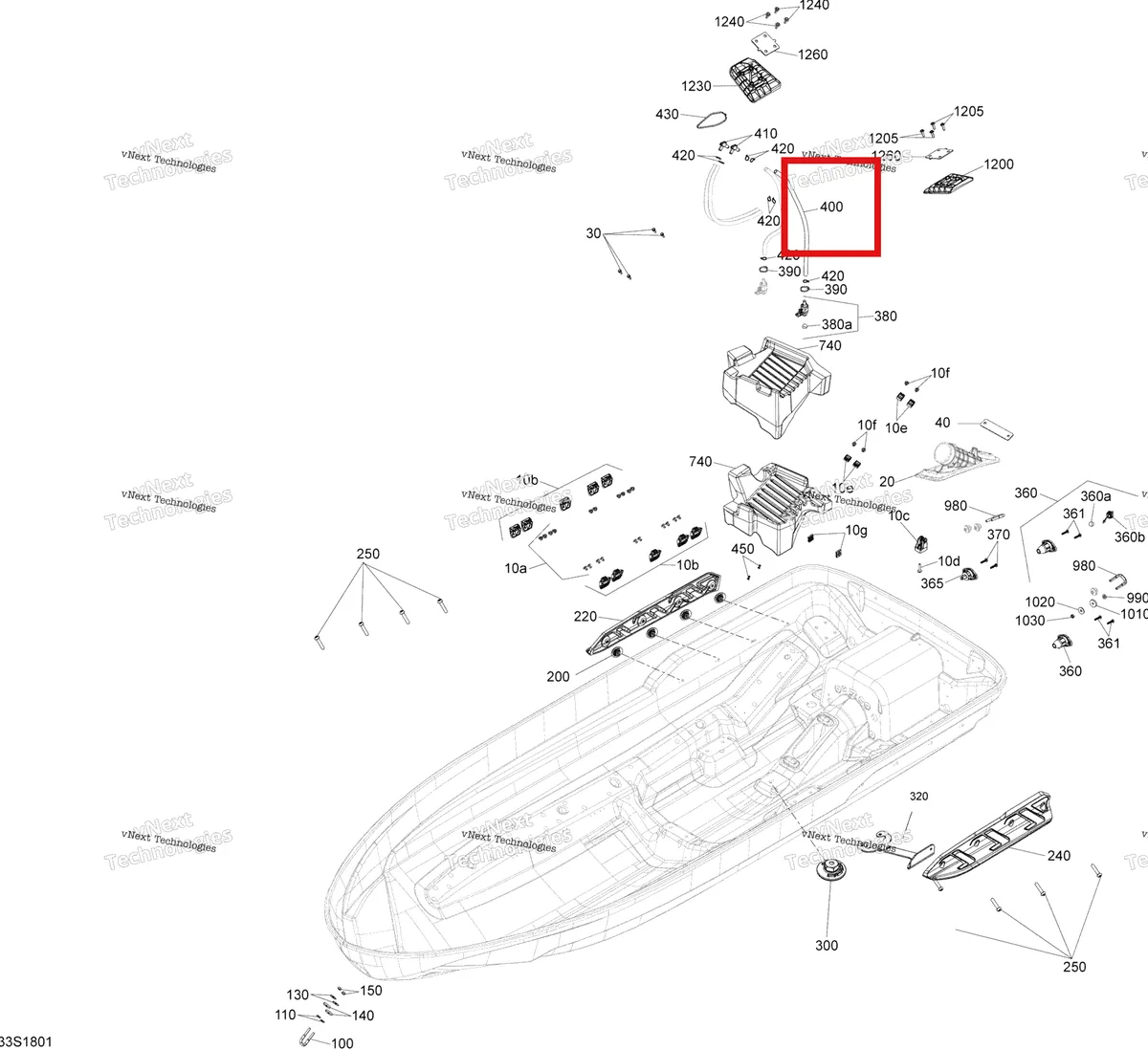Схема применяемости: Was 275500008 шланг 12 мм Sea-Doo Spark (2016) (219704356)