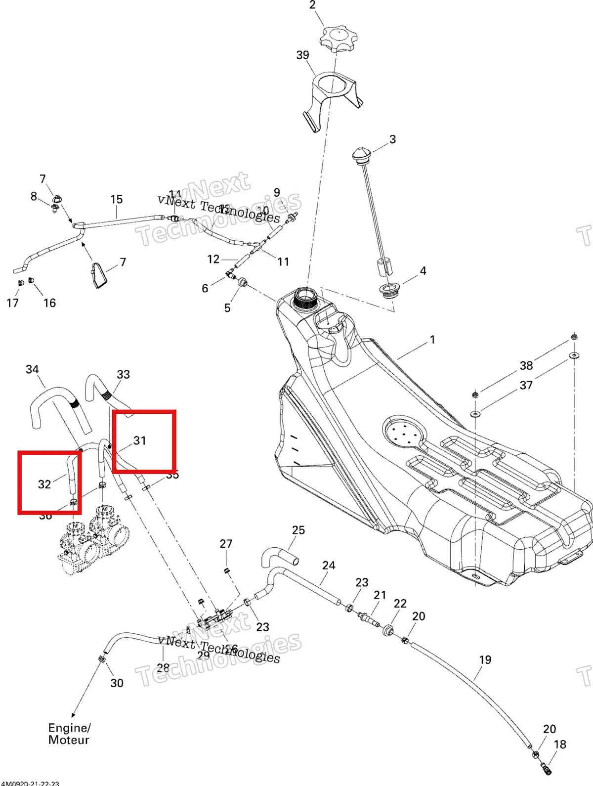 Схема применяемости: Шланг 5/16 I D 1000 мм длинный Ski-Doo Skandic Tundra (2009) (219704422)