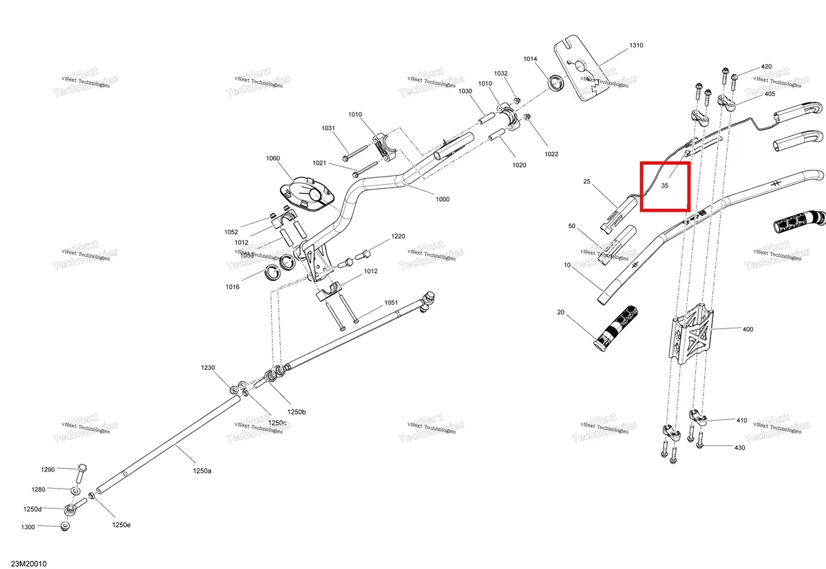 Деталь 219704427 (Низкий TEMPERATURE TUBING 1/2 3000 мм длинный Ski-Doo Expedition TUV 600 H.O. SDI REV-XU (2009) (219704427)) на схеме узла 2020 Ski-Doo RENEGADE 600 CARB Steering - System