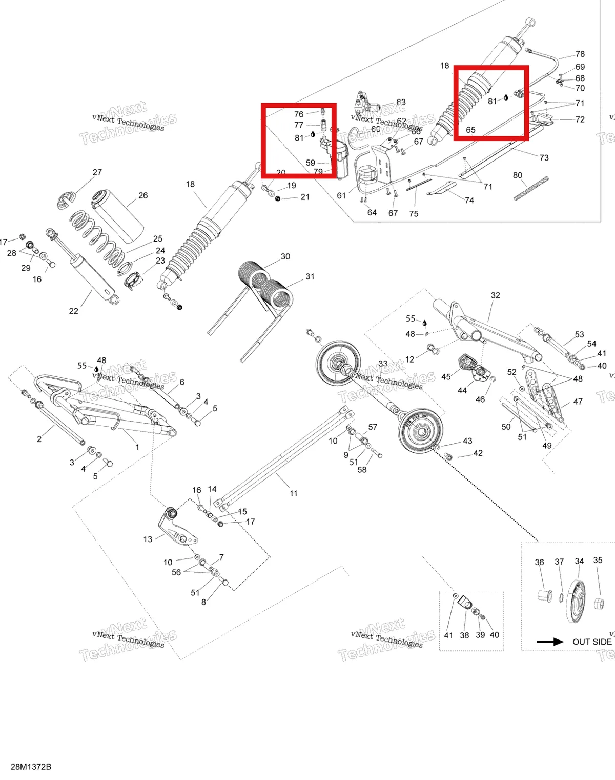 Деталь 219704455 (Was 293800018 Loctite 592, 50 ml Ski-Doo Expedition TUV 600 H.O. SDI REV-XU (2009) (219704455)) на схеме узла 2013 Ski-Doo EXPEDITION SE 600HOE, REV XU Rear Suspension