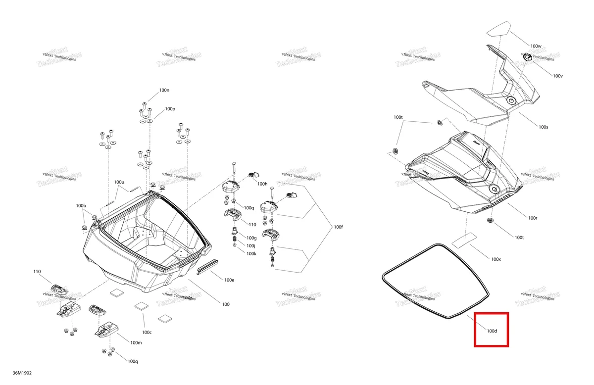 Деталь 219800177 на схеме узла 2019 Ski-Doo GRAND TOURING 600R E-TEC Cargo - Storage Box