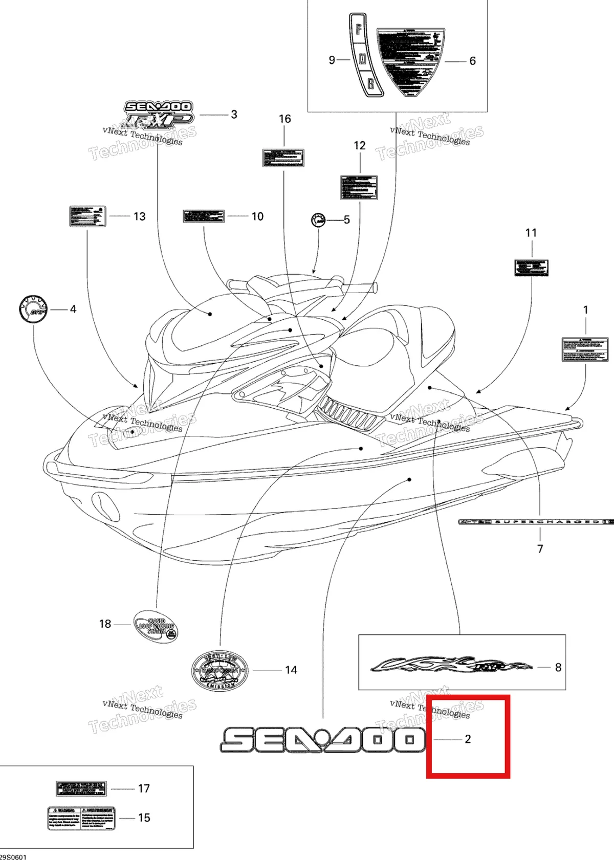 Деталь 219902562 на схеме узла 2006 Sea-Doo RXP Decals