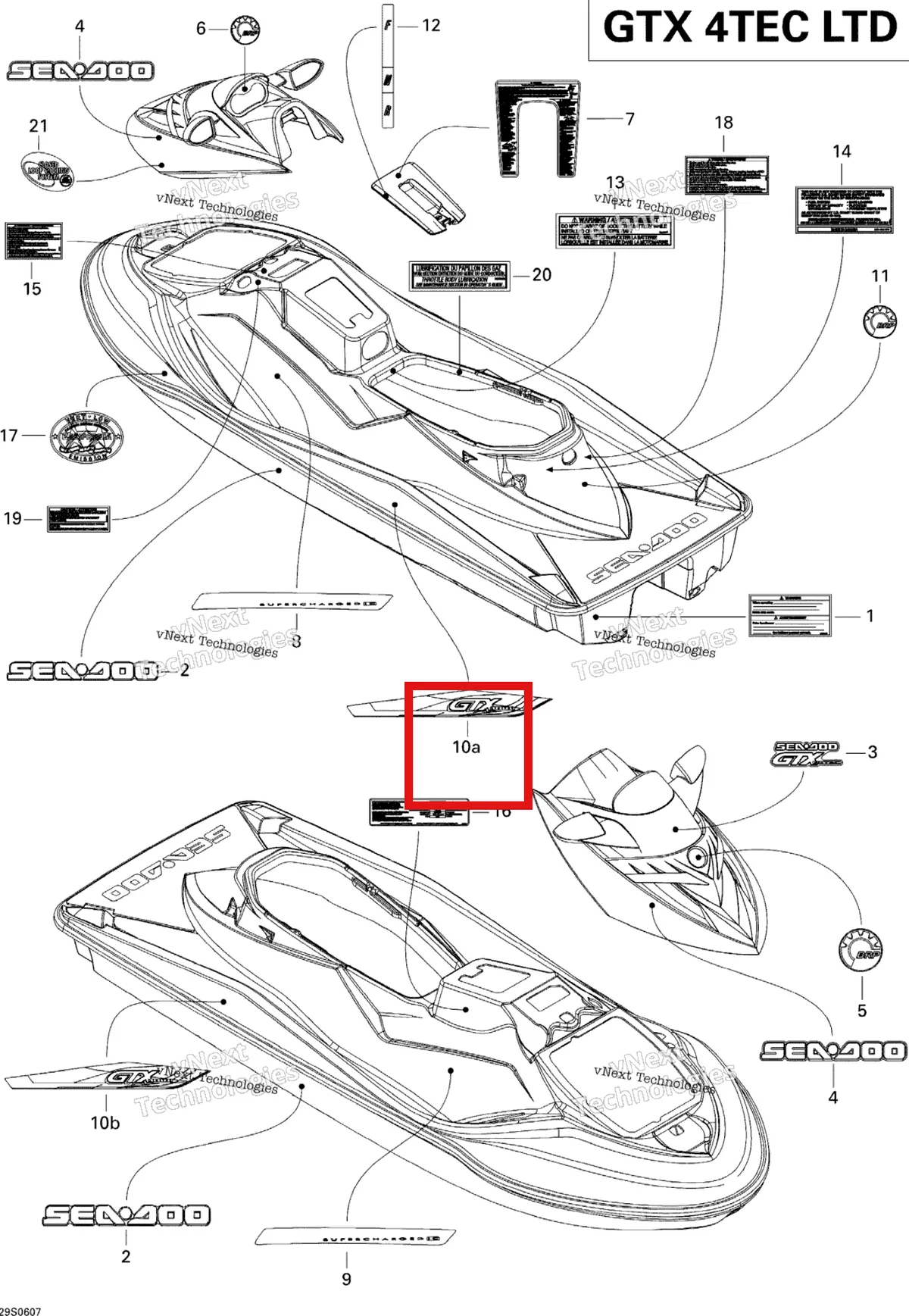 Деталь 219902701 на схеме узла 2006 Sea-Doo GTX 4-TEC LTD Decals