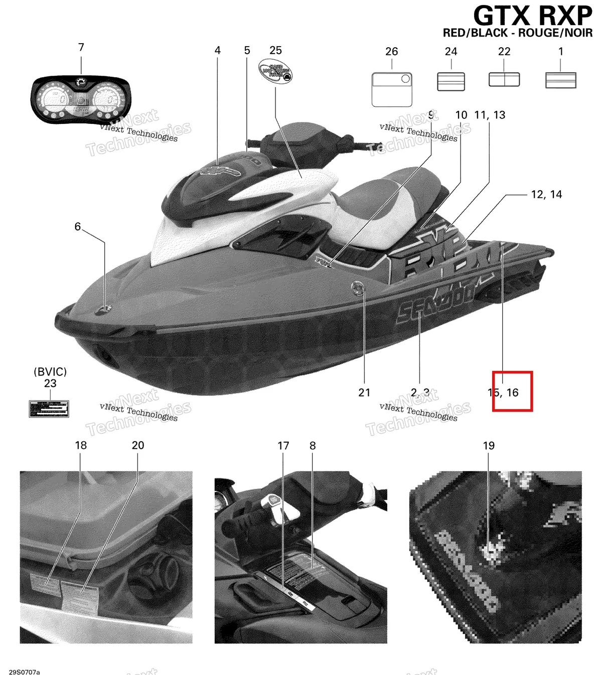 Деталь 219902796 на схеме узла 2007 Sea-Doo RXP 1503 BVIC Decals 1503 Bvic, 1