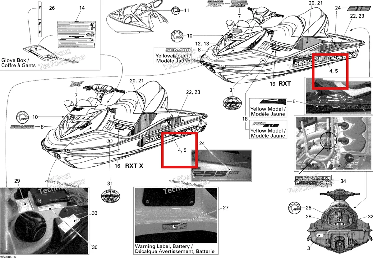Деталь 219902873 на схеме узла 2009 Sea-Doo RXT-X 255 and 255 RS Decals