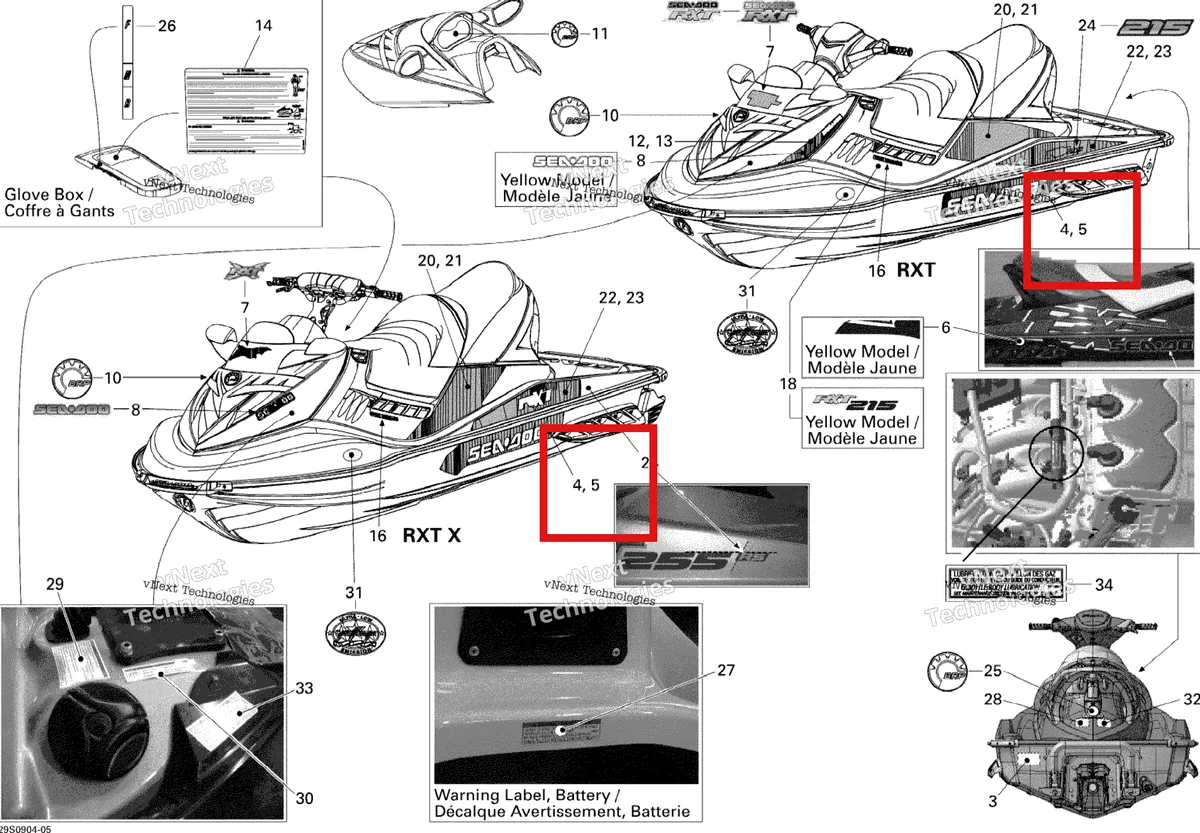Деталь 219902874 на схеме узла 2009 Sea-Doo RXT-X 255 and 255 RS Decals