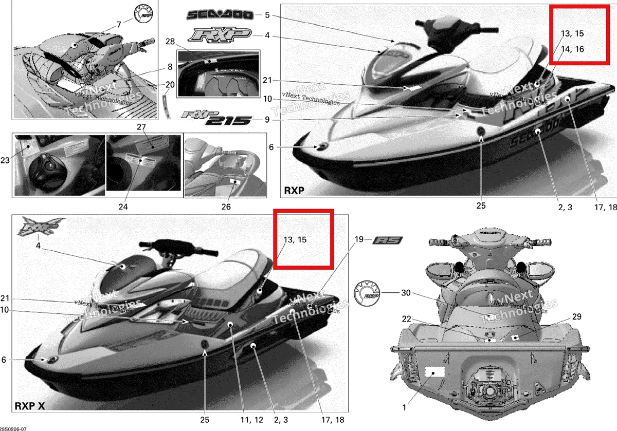 Деталь 219903004 на схеме узла 2009 Sea-Doo RXP 215 Decals