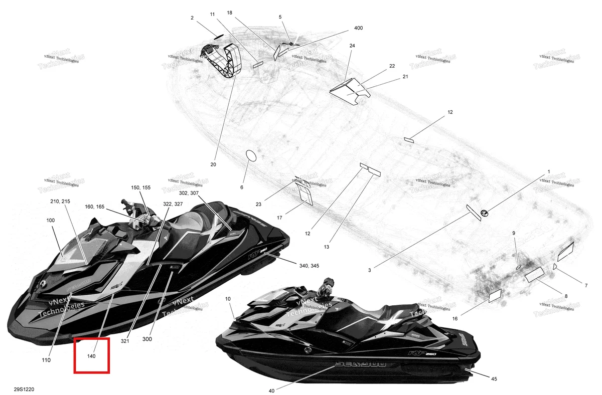 Деталь 219903537 на схеме узла 2012 Sea-Doo RXP-X 260 & RS Decals