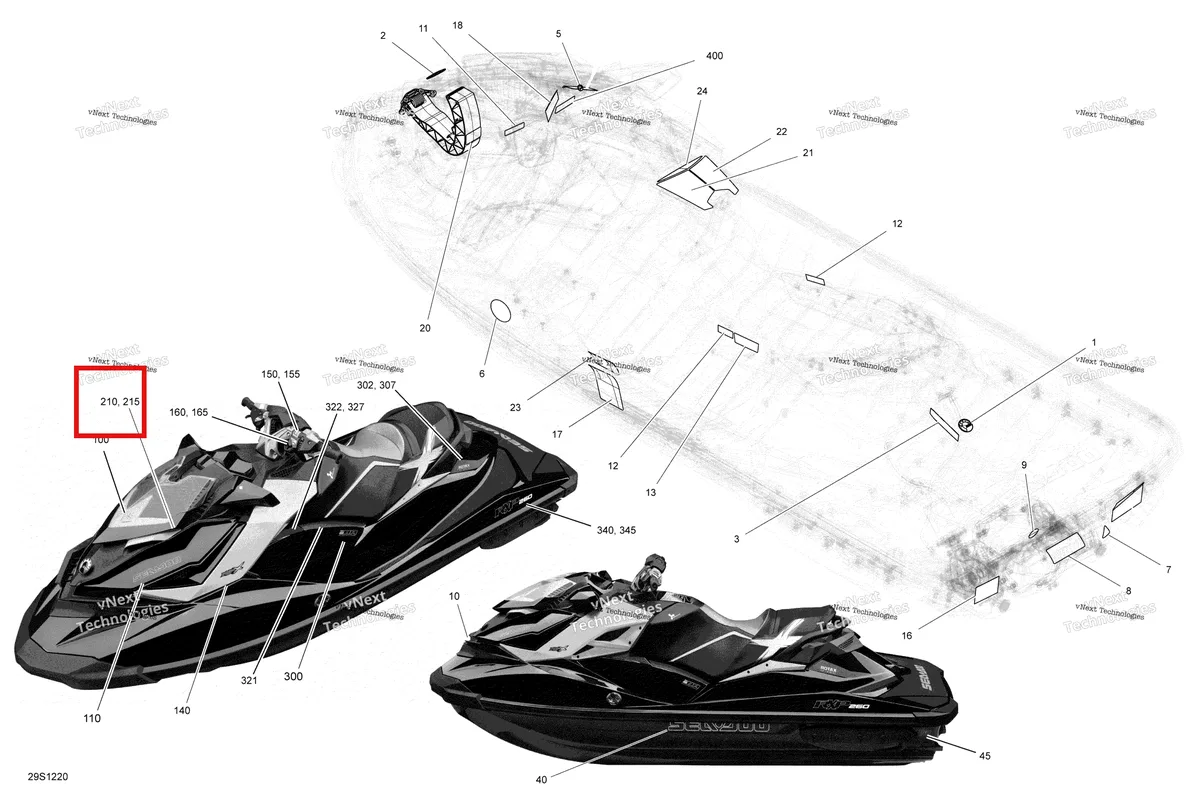 Деталь 219903975 на схеме узла 2012 Sea-Doo RXP-X 260 & RS Decals