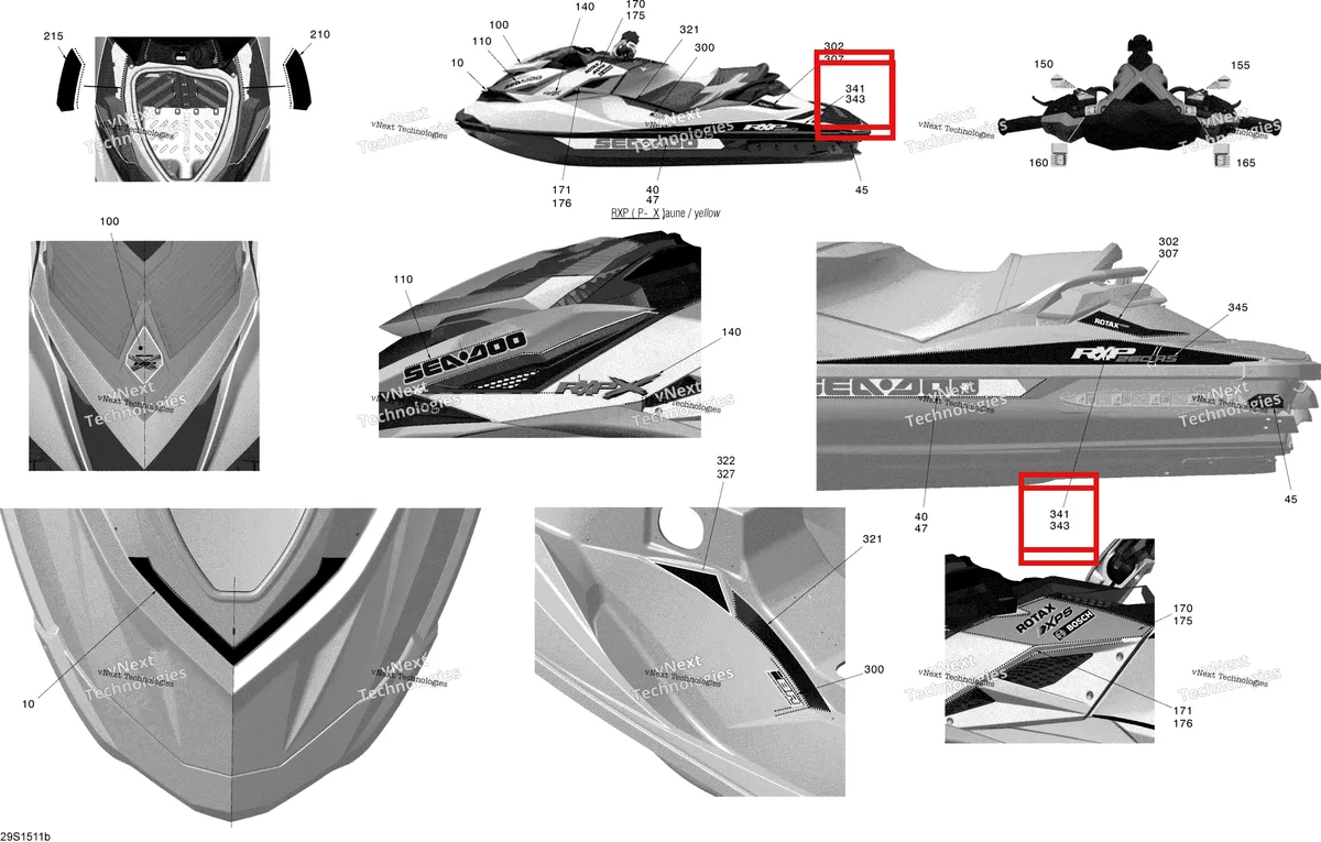 Деталь 219904358 на схеме узла 2015 Sea-Doo RXP-X 260 & RS Decals
