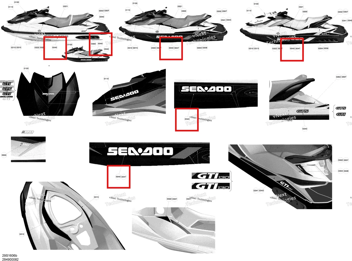 Деталь 219904460 на схеме узла 2016 Sea-Doo GTI-GTR-GTS Decals - B