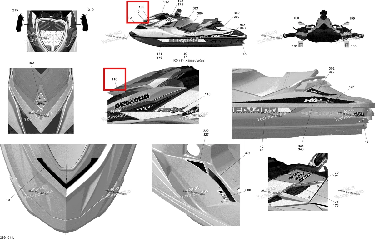 Деталь 219904545 на схеме узла 2015 Sea-Doo RXP-X 260 & RS Decals