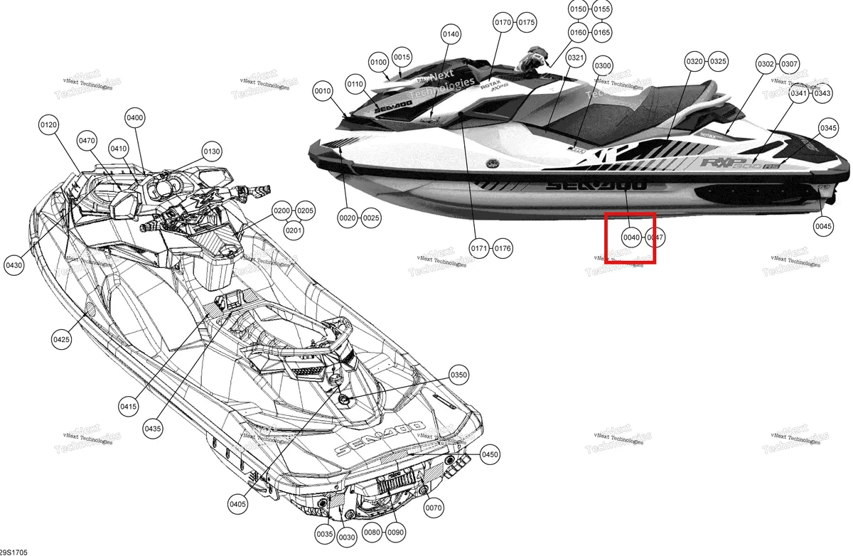 Деталь 219904668 на схеме узла 2017 Sea-Doo RXP Decals - All Models