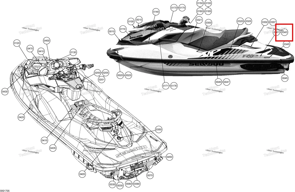 Деталь 219904678 на схеме узла 2017 Sea-Doo RXP Decals - All Models