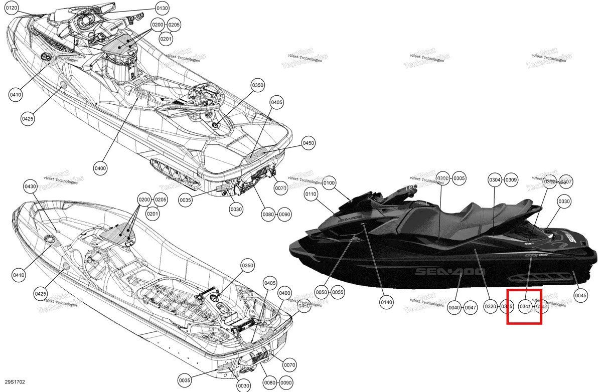 Деталь 219904733 на схеме узла 2017 Sea-Doo GTX Decals - All Models