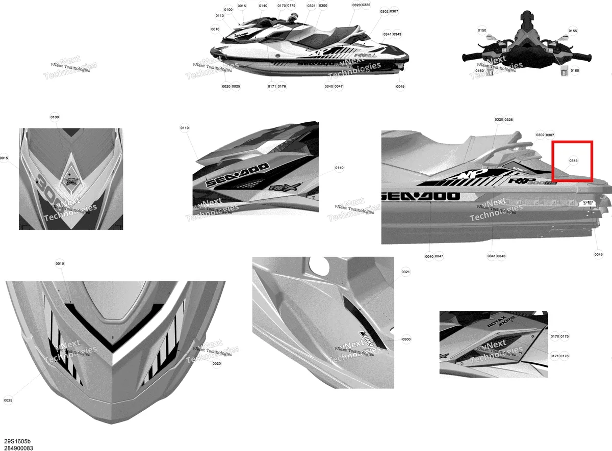 Деталь 219904801 на схеме узла 2016 Sea-Doo RXP Decals - B