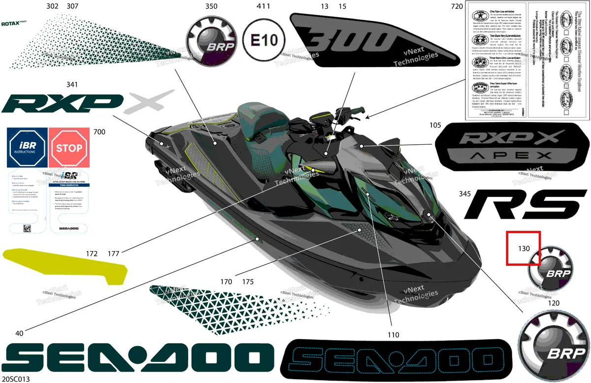 Деталь 219906416 на схеме узла 2023 Sea-Doo RXP X 300 SPECIAL SERIES Body - Decals