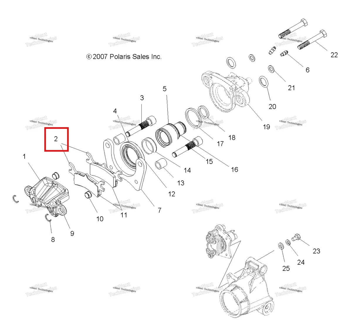 Деталь 2202414 на схеме узла Brakes, Rear Calipers