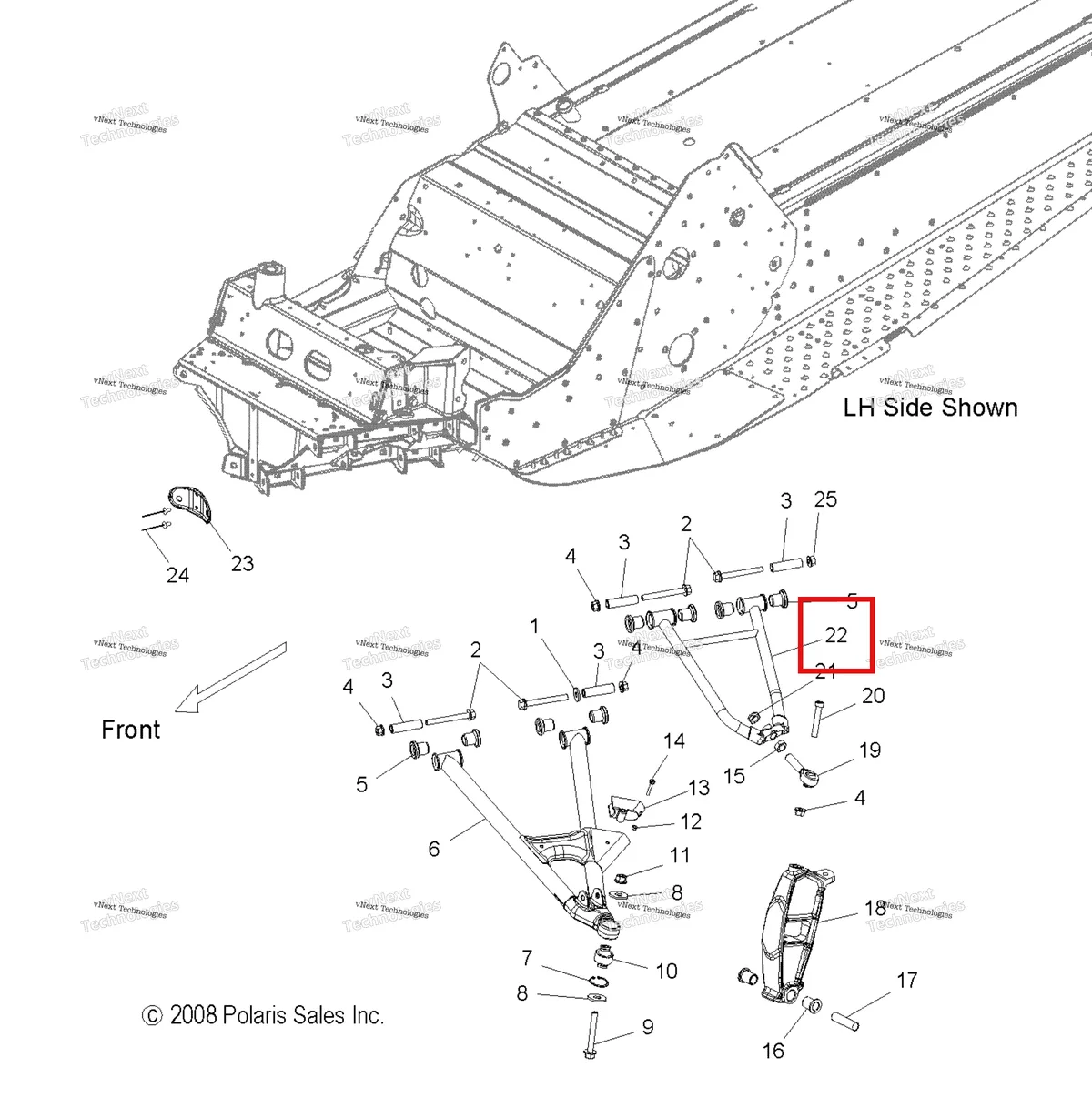 Деталь 2203020-458 на схеме узла Suspension, Control Arms And Spindle