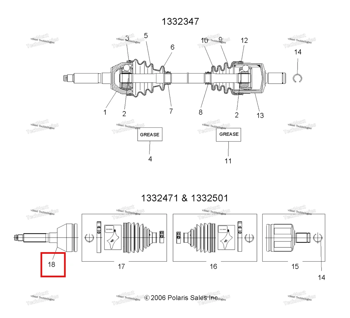 Деталь 2203333 на схеме узла Shaft, Drive, Front