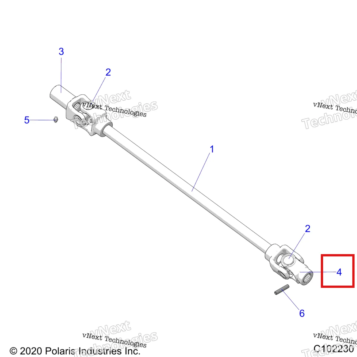 Деталь 2203704 на схеме узла Drive Train, Front Prop Shaft
