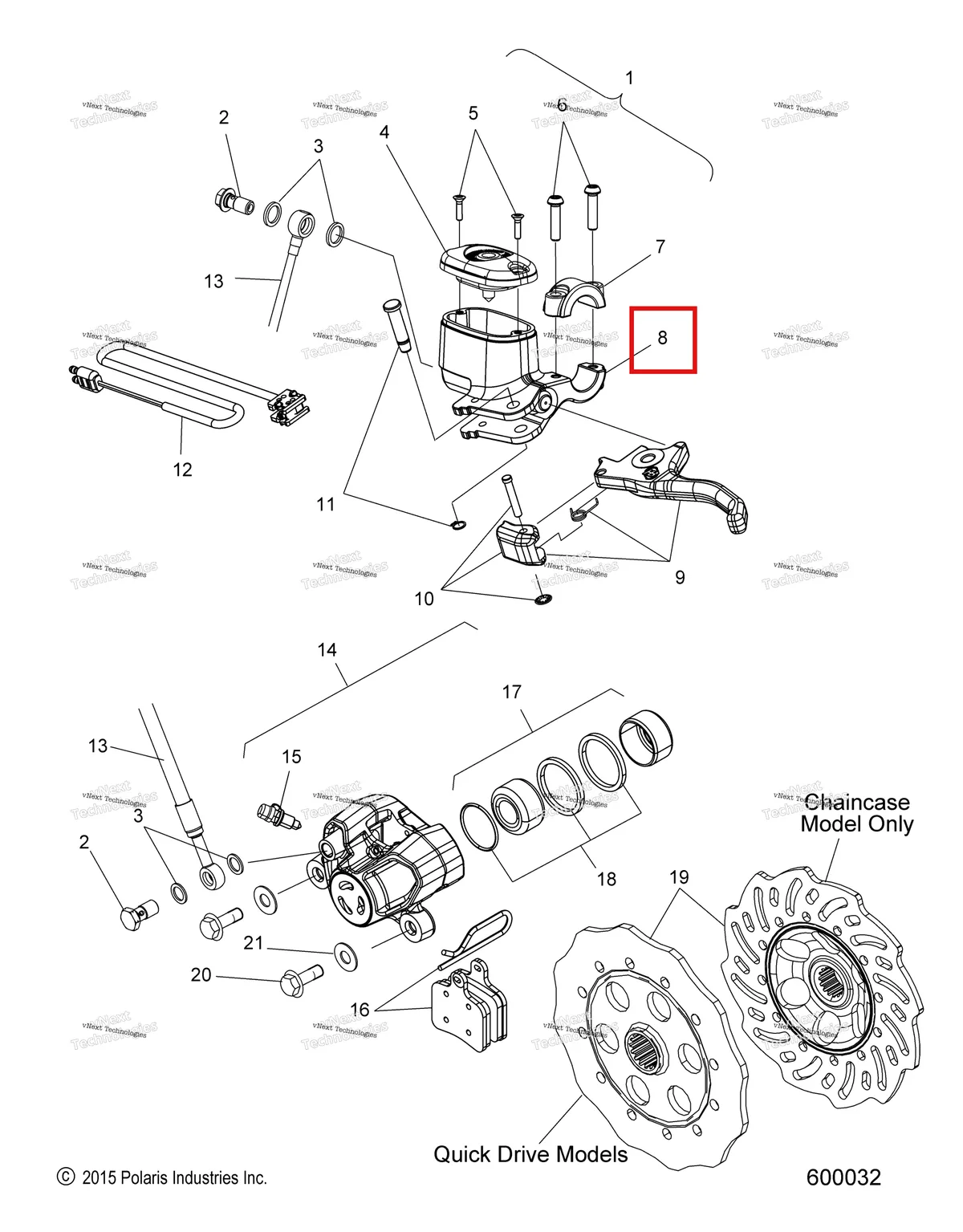 Деталь 2204136 (Комплект поршень SUB W / RES 98 24937 Polaris 800 AXYS Pro RMK LE 155 (2017) (2204136)) на схеме узла Brakes, Brake System S18egk8ps/Egm8p All Options