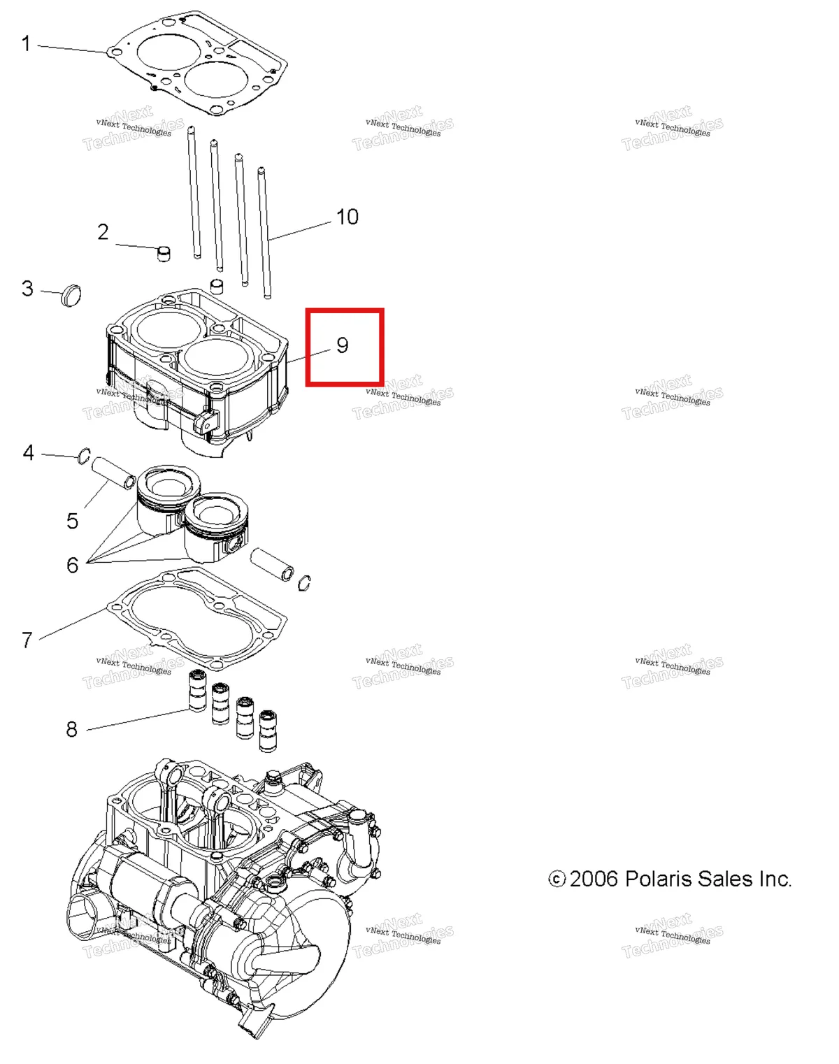 Деталь 2204393 на схеме узла Engine, Piston & Cylinder