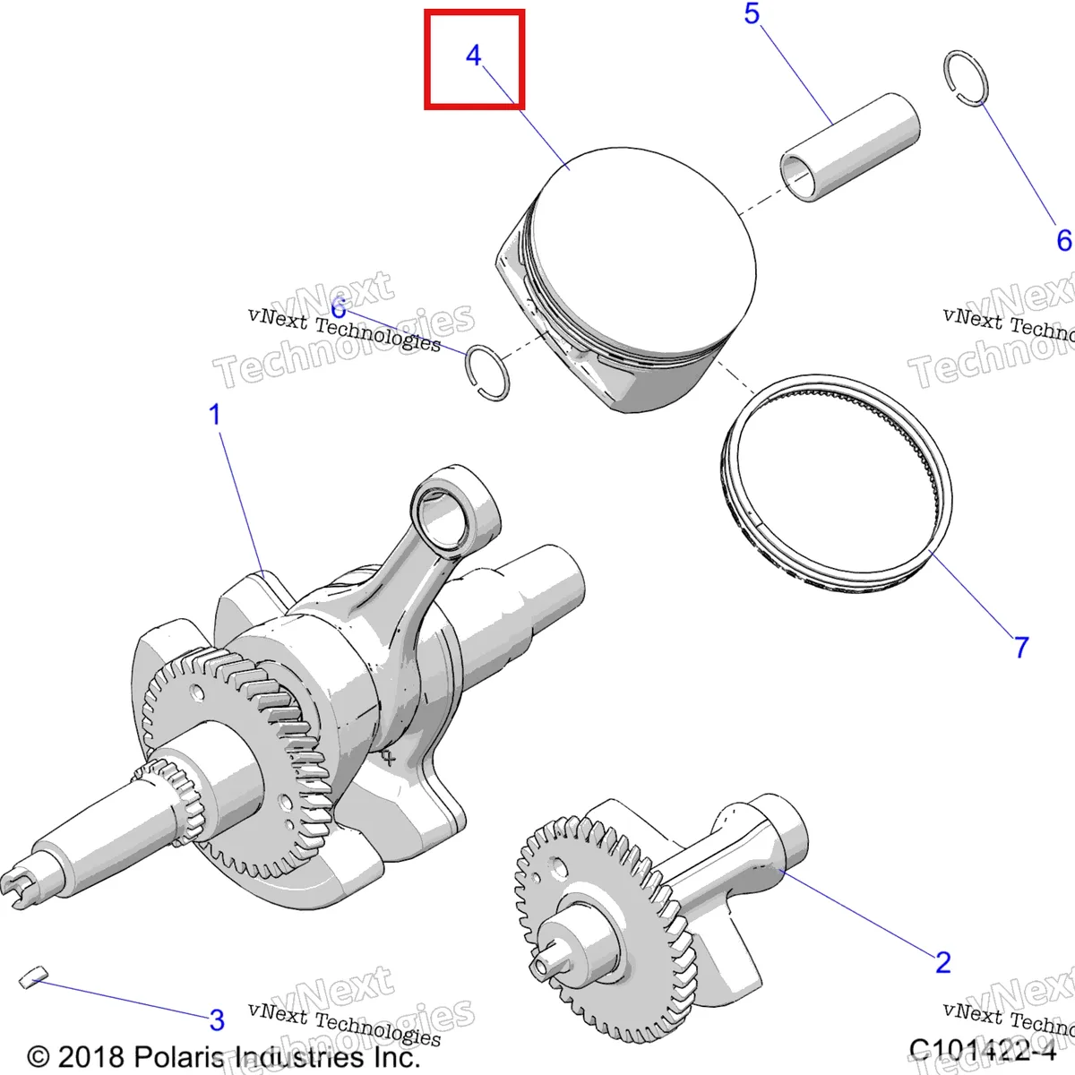Деталь 2204960 на схеме узла Engine, Crankshaft, Piston & Balance Shaft