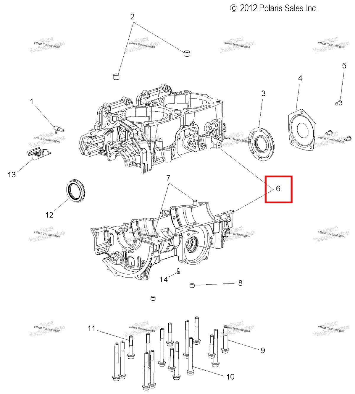 Деталь 2205174 на схеме узла Engine, Crankcase All Options
