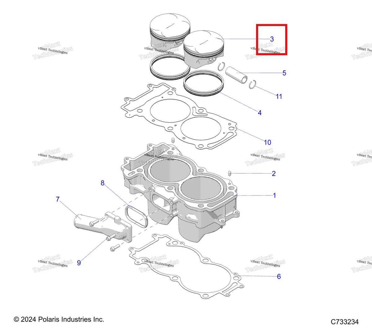Деталь 2205244 на схеме узла Engine, Cylinder & Piston
