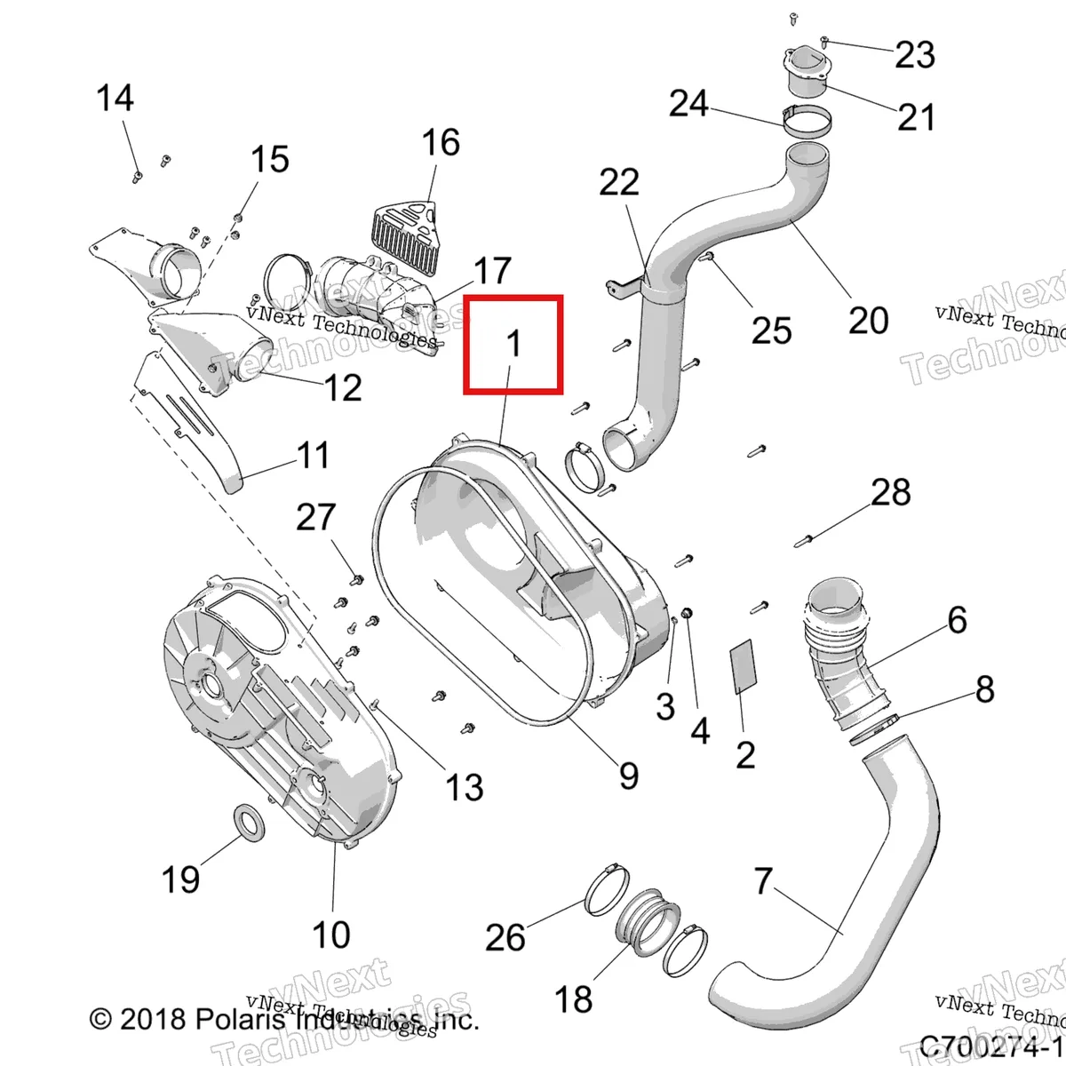 Деталь 2205862 на схеме узла Drive Train, Clutch Cover And Ducting
