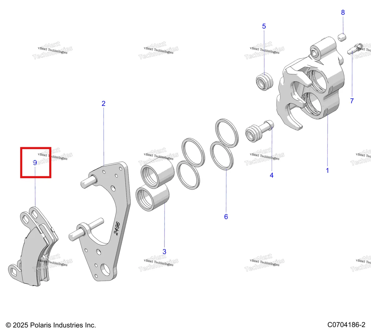 Деталь 2205949 на схеме узла Brakes, Front Caliper