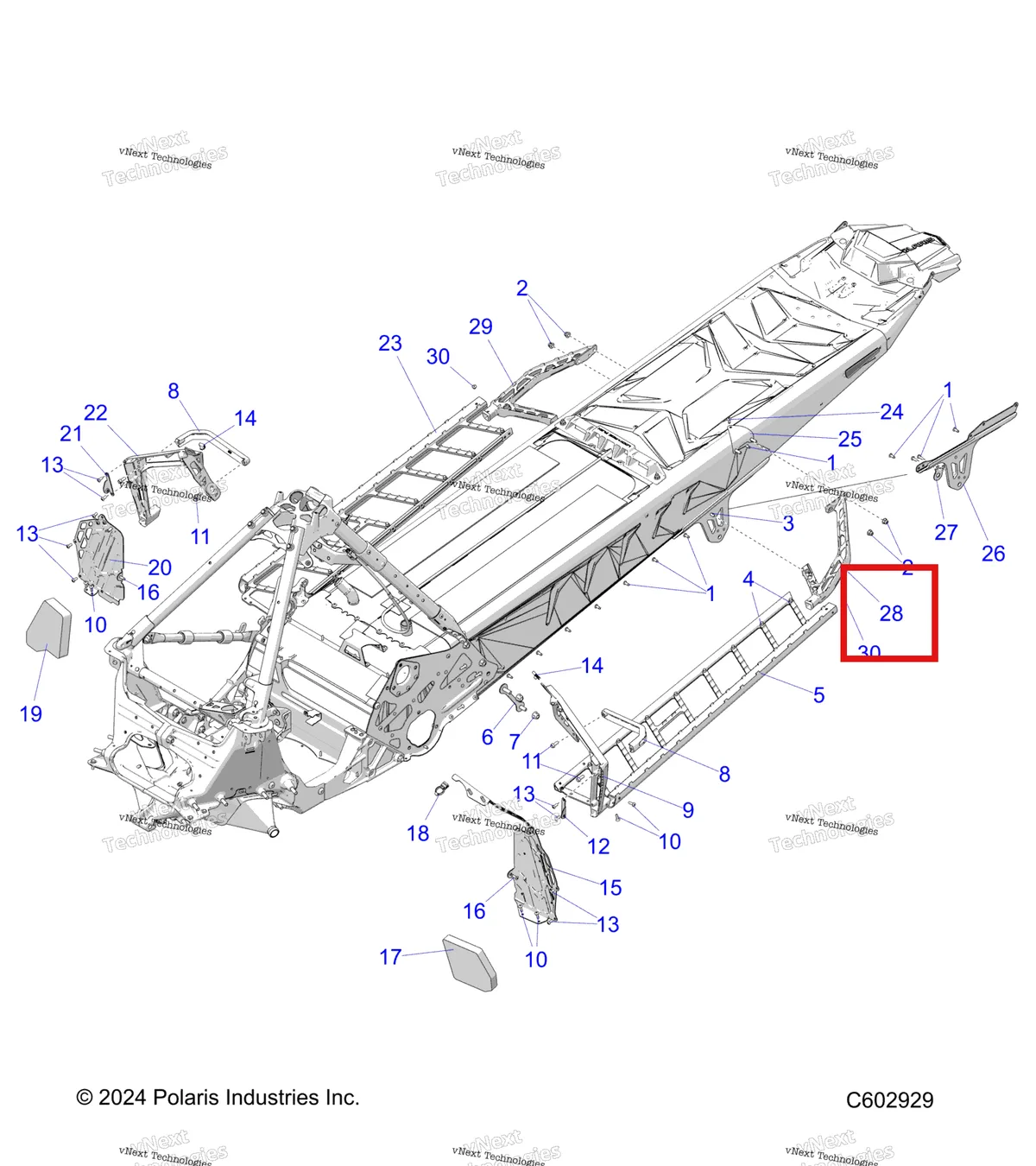 Деталь 2212859-801 на схеме узла Chassis, Footrests, And Running Boards