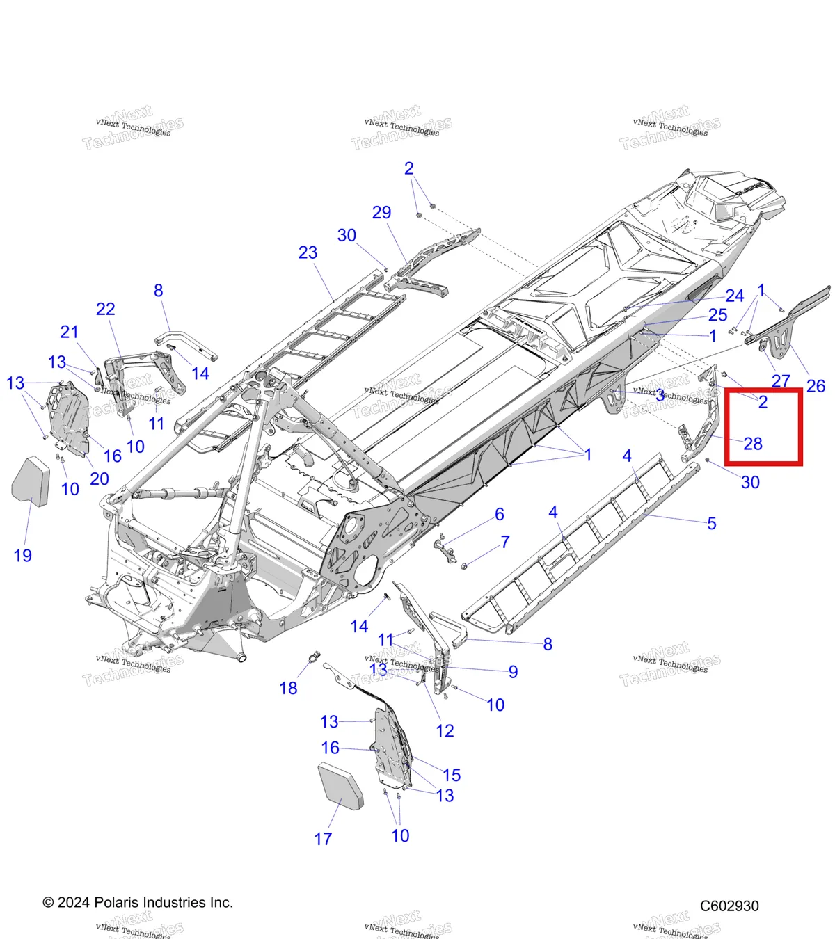 Деталь 2212860-801 на схеме узла Chassis, Footrests, And Running Boards