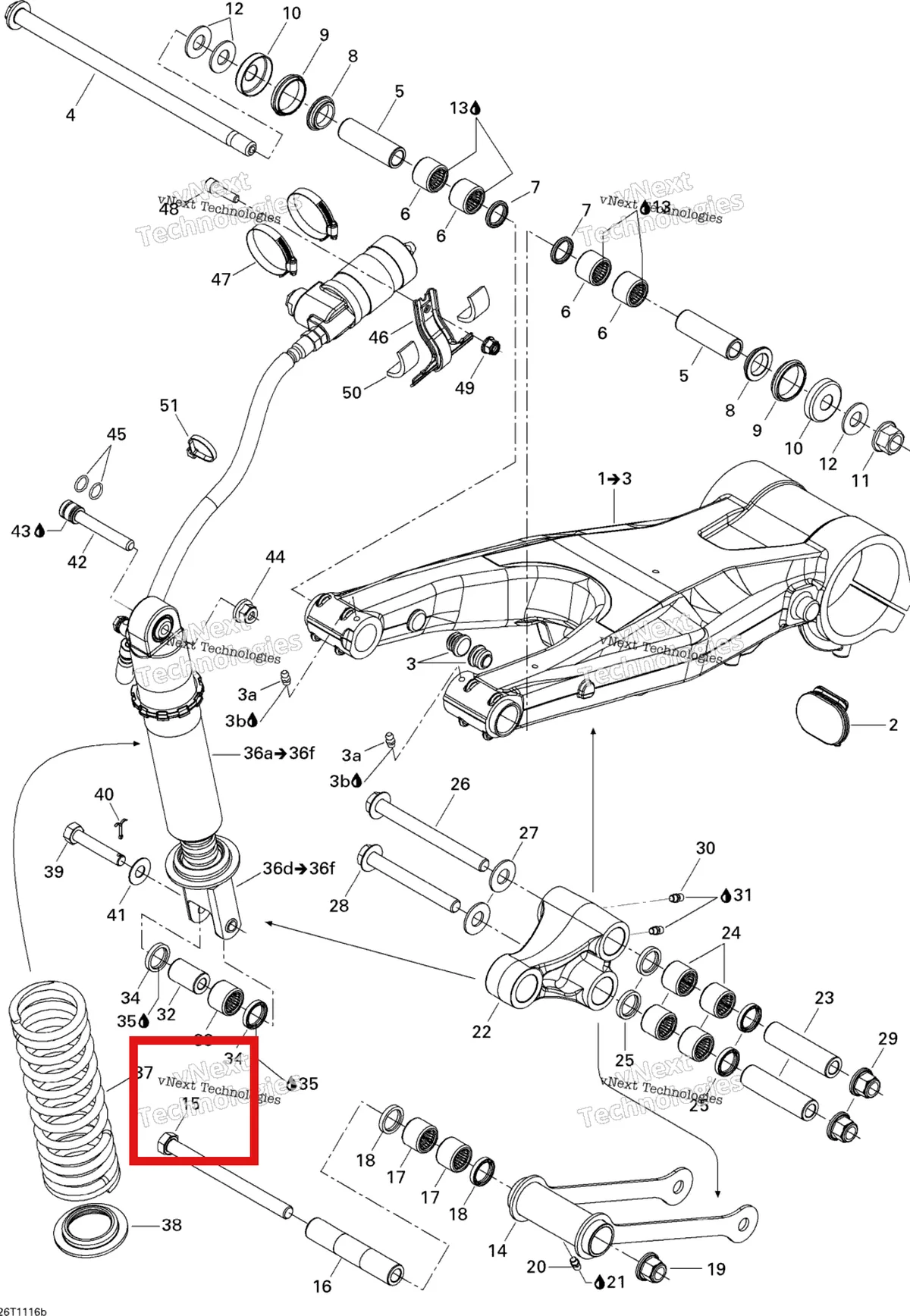 Деталь 230024586 на схеме узла 2011 Can-Am DS 450 Xxc, Xmx EFI Rear Suspension Xmx