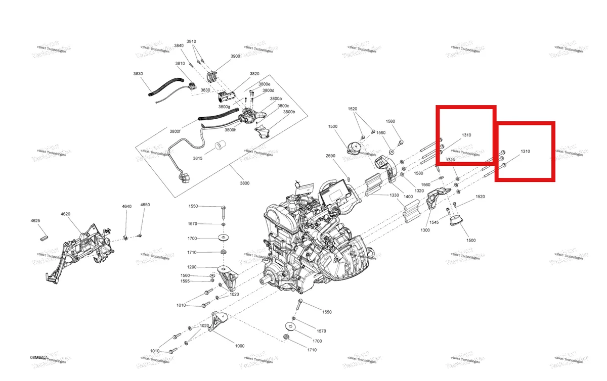Деталь 230582544 (Деталь Screw-hex.flange M8 X 125, Scotch Grip) на схеме узла 2020 Ski-Doo TUNDRA 600 ACE Engine - System