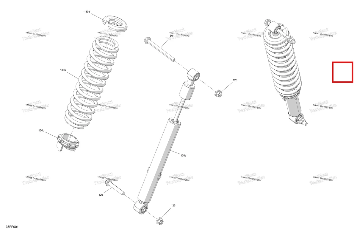 Деталь 230601046 на схеме узла 2026 Can-Am OUTLANDER - 2X4 - STD - 500 - 1KTB - Legion Red Suspension - Front Shocks