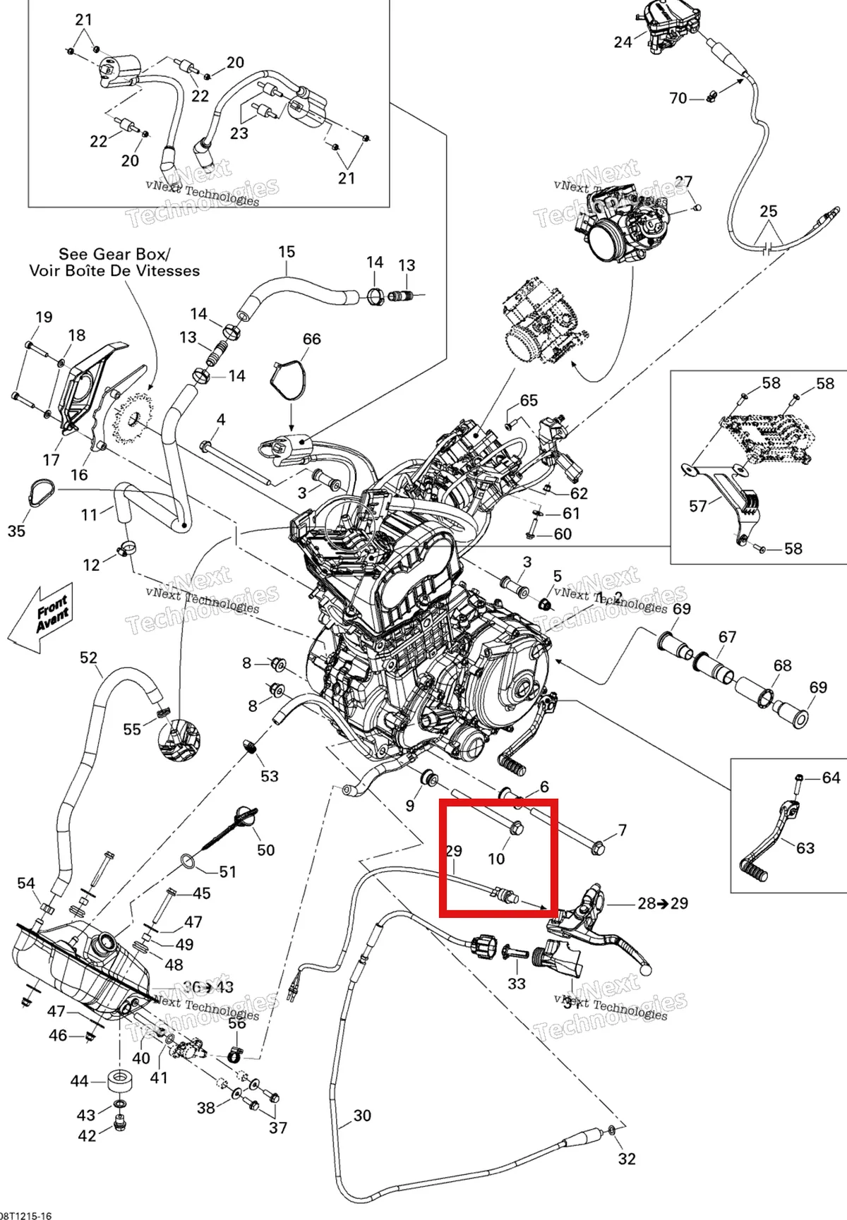 Деталь 230603036 на схеме узла 2015 Can-Am DS 450EFI STD Engine And Engine Support