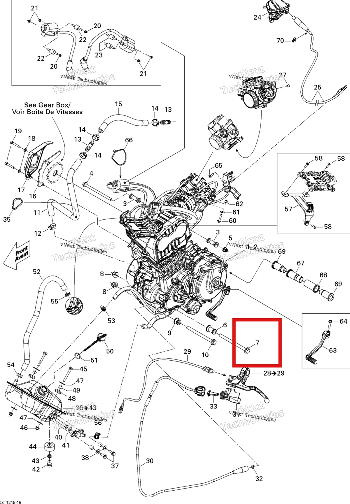 Деталь 230603536 на схеме узла 2015 Can-Am DS 450EFI STD Engine And Engine Support