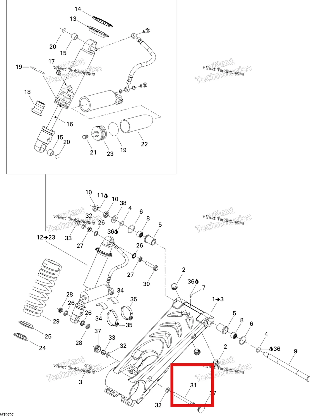 Деталь 231022087 на схеме узла 2007 Can-Am DS 650 X Rear Suspension