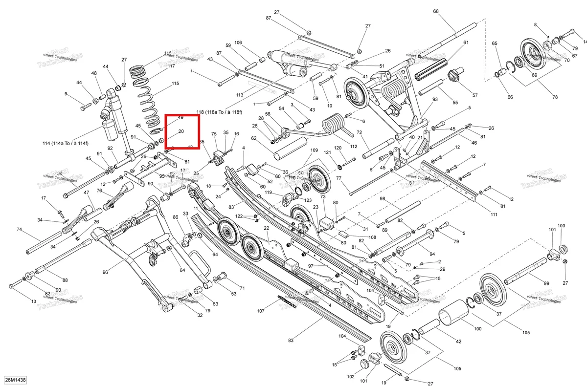 Деталь 232021416 на схеме узла 2014 Ski-Doo MXZ X 600RS XS RS Rear Suspension