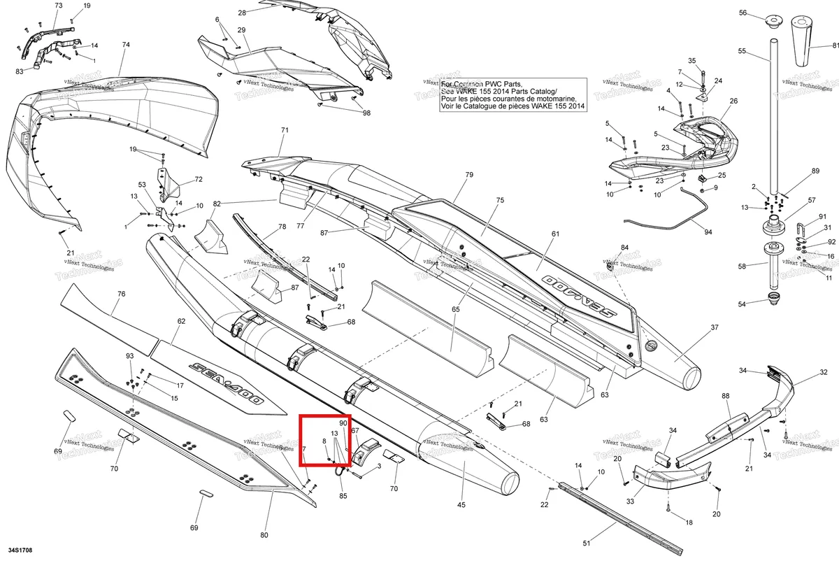 Деталь 232361600 на схеме узла 2018 Sea-Doo SAR 155 Body