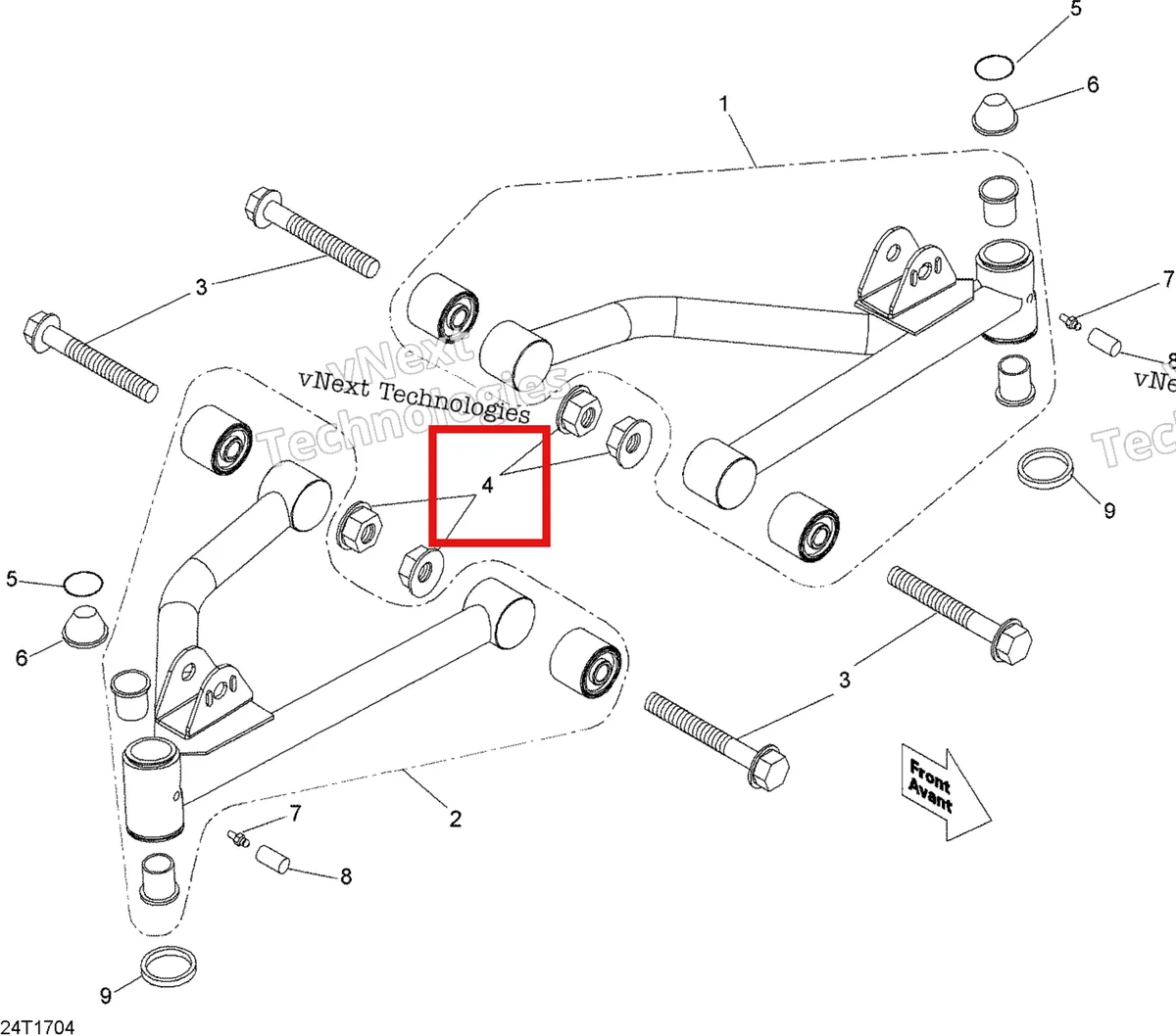 Деталь 232501416 на схеме узла 2022 Can-Am DS 70 Front Suspension Arm