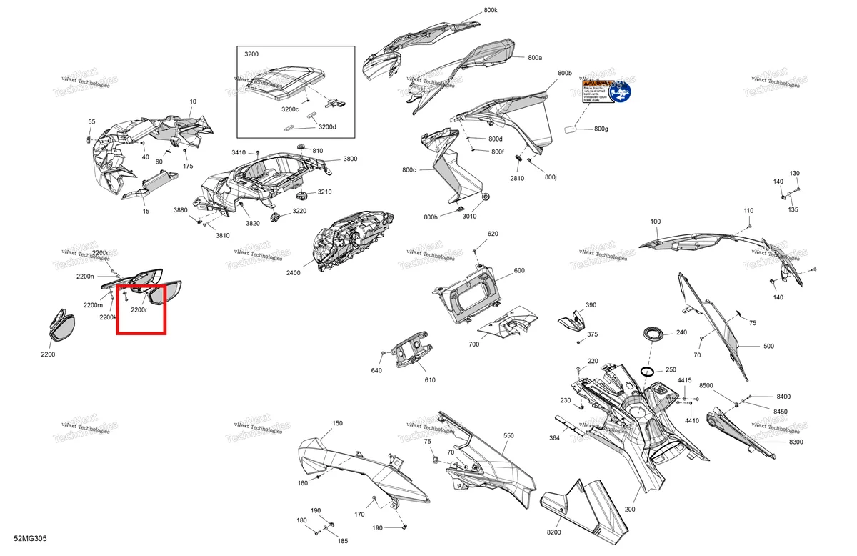 Деталь 232551414 (хомут) на схеме узла 2027 Ski-Doo EXPEDITION - LE - 600R E-TEC - ABVA - Neo Yellow - 20X154X1.5CSS Track Body - Hood