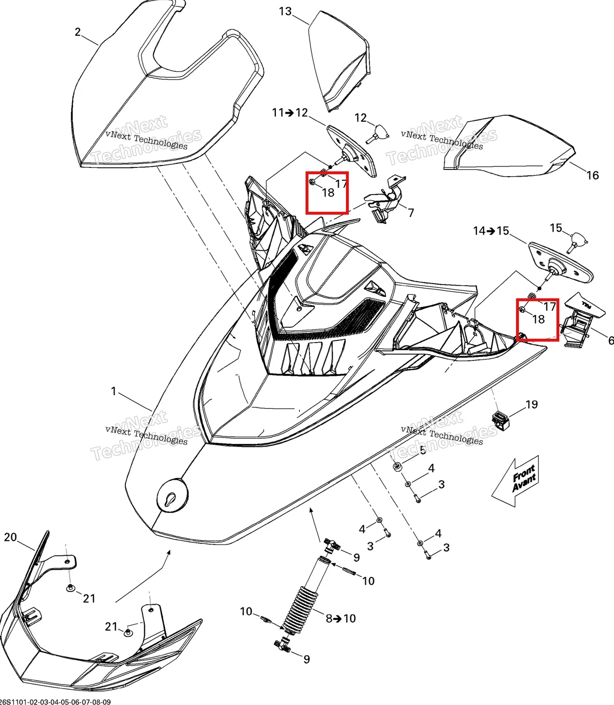 Деталь 232661600 на схеме узла 2011 Sea-Doo GTX LTD iS 260 Front Cover