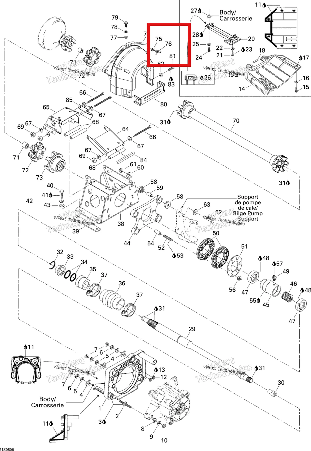 Деталь 232681100 на схеме узла 2005 Sea-Doo 3D RFI Propulsion